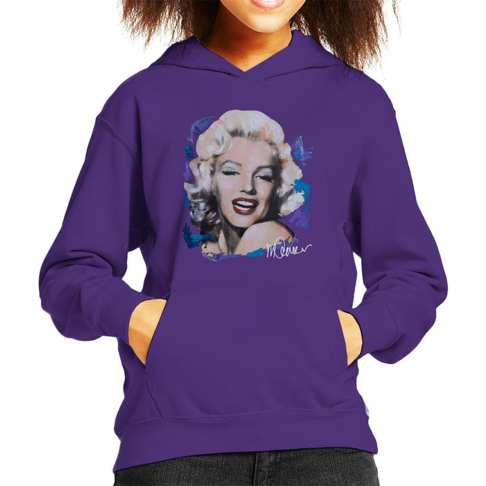 Sidney Maurer Original Portrait Of Marilyn Monroe Red Lips Kid's Hooded Sweatshirt