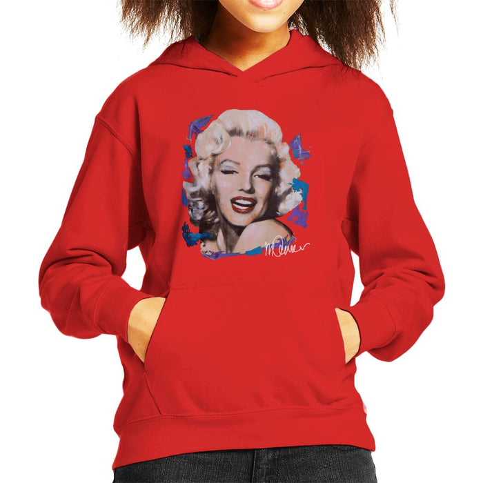 Sidney Maurer Original Portrait Of Marilyn Monroe Red Lips Kid's Hooded Sweatshirt