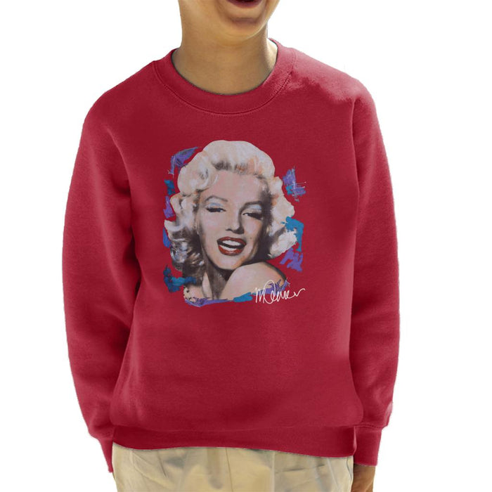 Sidney Maurer Original Portrait Of Marilyn Monroe Red Lips Kid's Sweatshirt