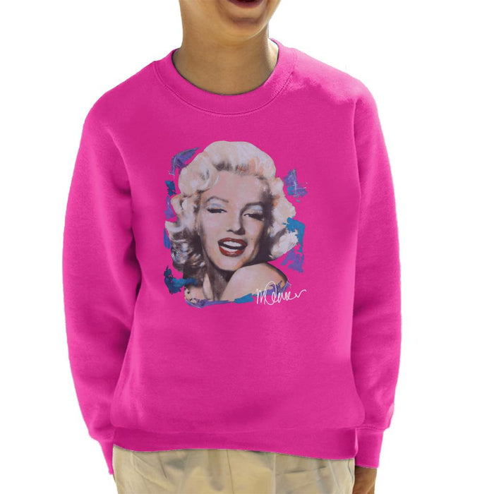 Sidney Maurer Original Portrait Of Marilyn Monroe Red Lips Kid's Sweatshirt