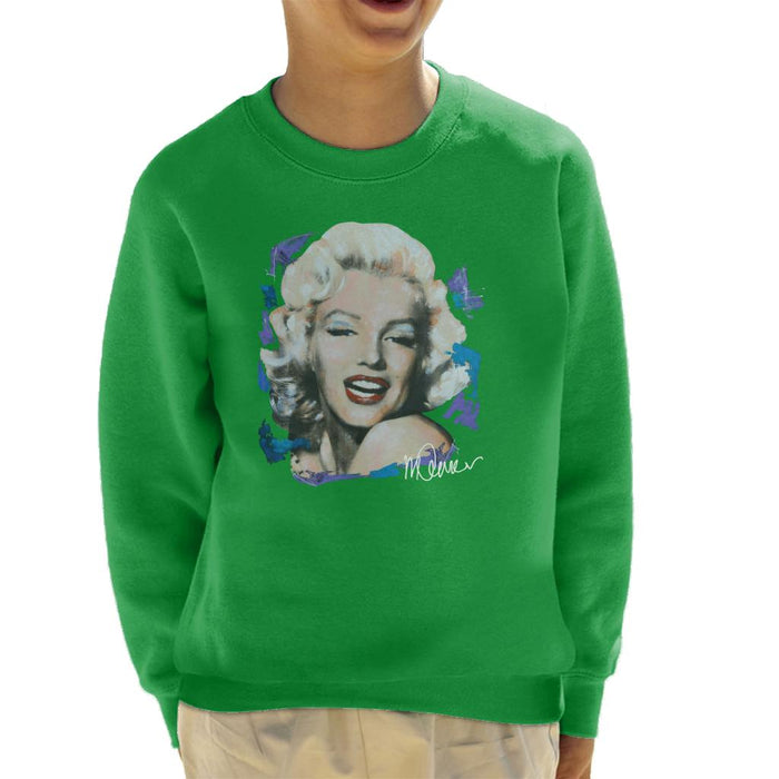 Sidney Maurer Original Portrait Of Marilyn Monroe Red Lips Kid's Sweatshirt