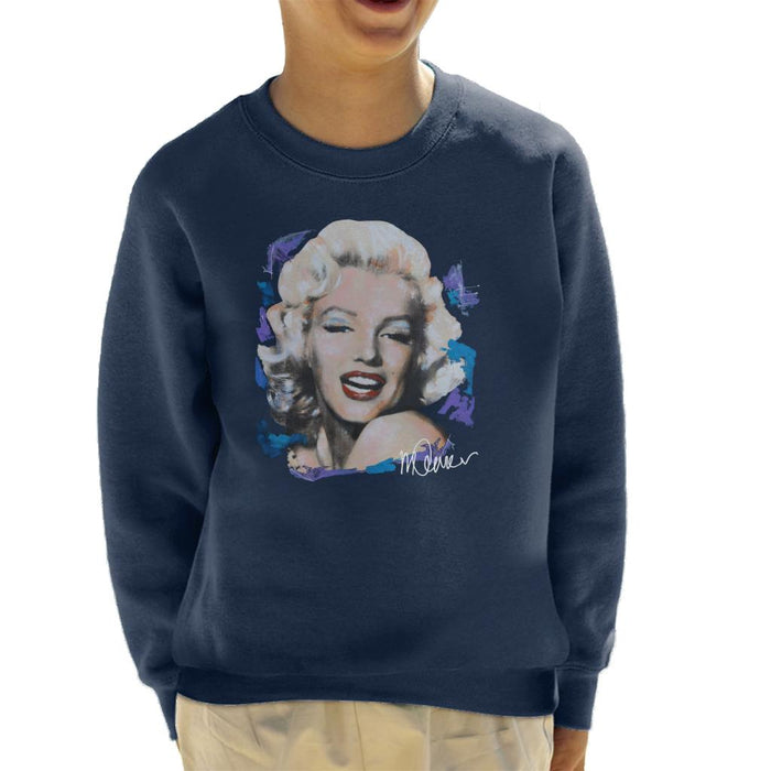 Sidney Maurer Original Portrait Of Marilyn Monroe Red Lips Kid's Sweatshirt