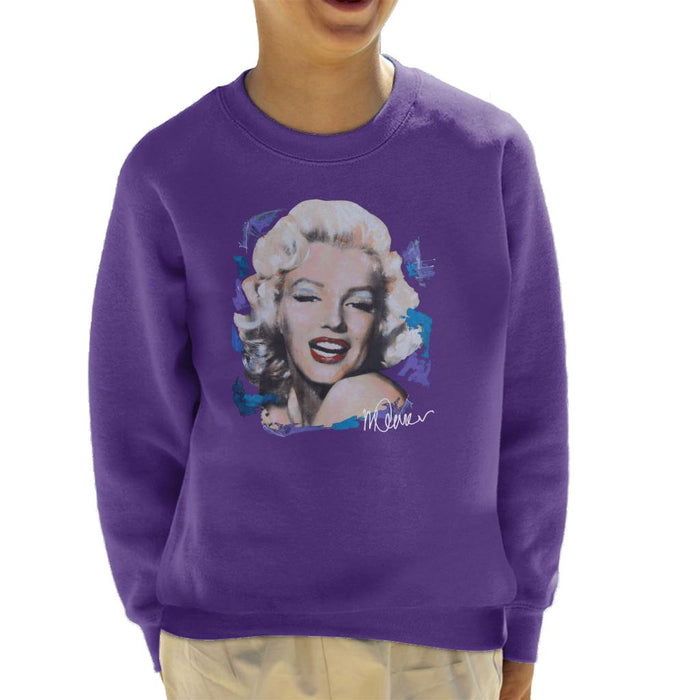 Sidney Maurer Original Portrait Of Marilyn Monroe Red Lips Kid's Sweatshirt