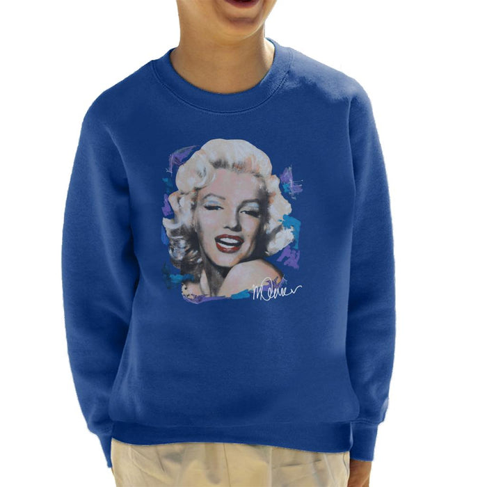 Sidney Maurer Original Portrait Of Marilyn Monroe Red Lips Kid's Sweatshirt