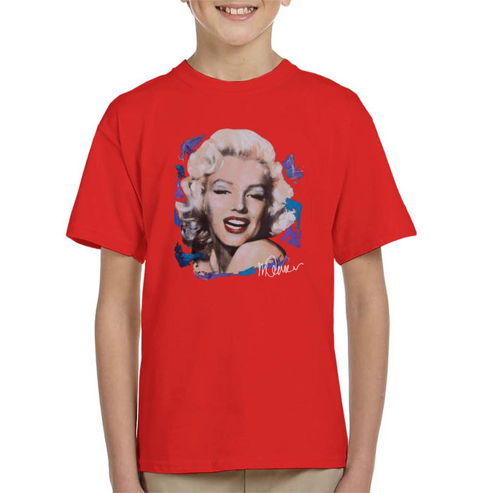 Sidney Maurer Original Portrait Of Marilyn Monroe Red Lips Kid's T-Shirt