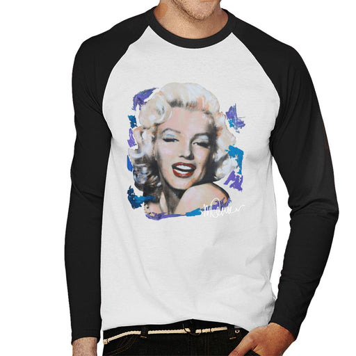 Sidney Maurer Original Portrait Of Marilyn Monroe Red Lips Men's Baseball Long Sleeved T-Shirt