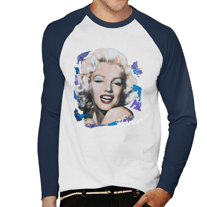 Sidney Maurer Original Portrait Of Marilyn Monroe Red Lips Men's Baseball Long Sleeved T-Shirt