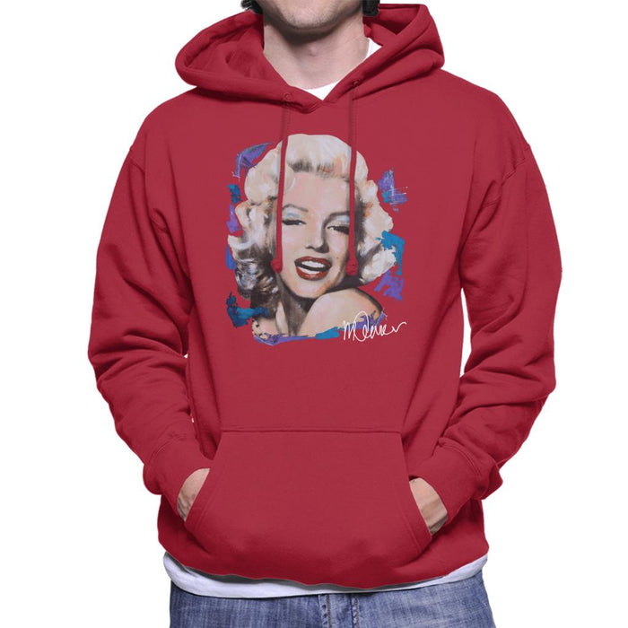 Sidney Maurer Original Portrait Of Marilyn Monroe Red Lips Men's Hooded Sweatshirt
