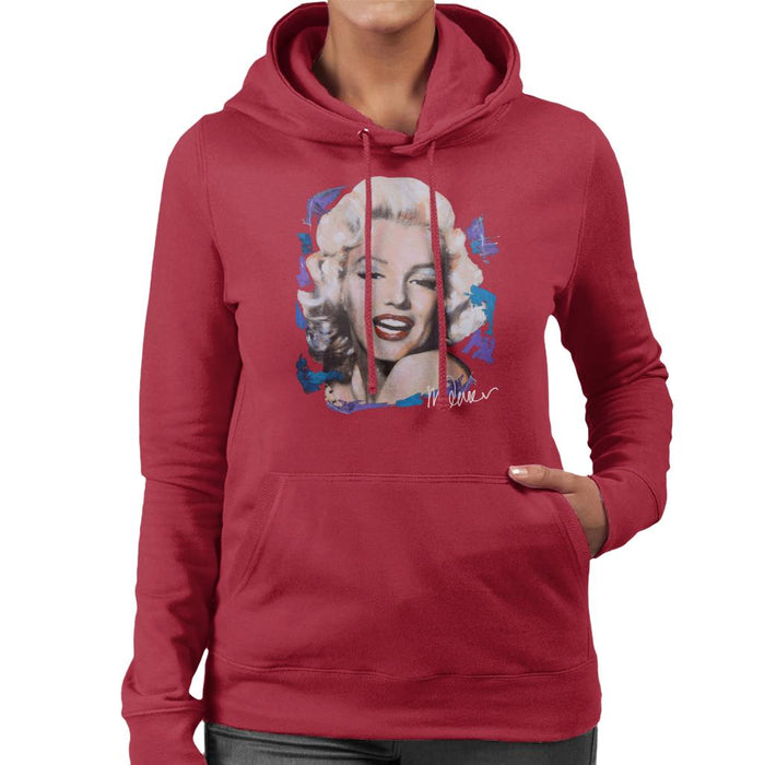 Sidney Maurer Original Portrait Of Marilyn Monroe Red Lips Women's Hooded Sweatshirt
