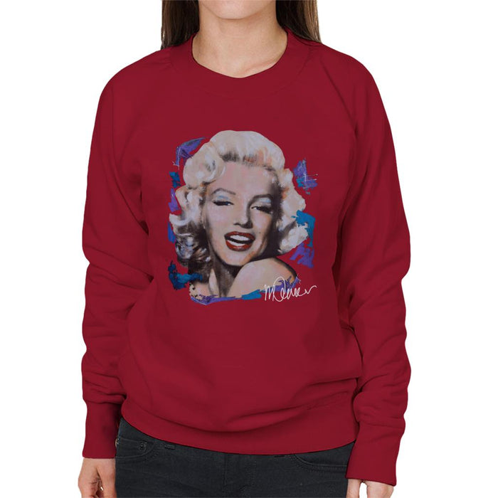 Sidney Maurer Original Portrait Of Marilyn Monroe Red Lips Women's Sweatshirt