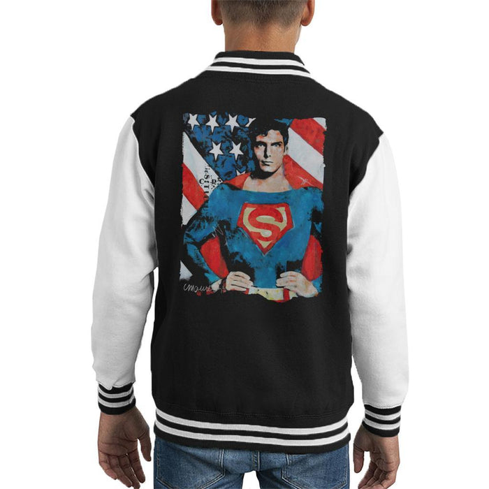 Sidney Maurer Original Portrait Of Superman Christopher Reeve Kids Varsity Jacket - Kids Boys Varsity Jacket