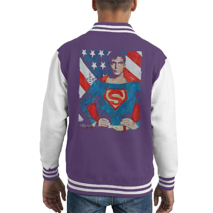 Sidney Maurer Original Portrait Of Superman Christopher Reeve Kids Varsity Jacket - Kids Boys Varsity Jacket