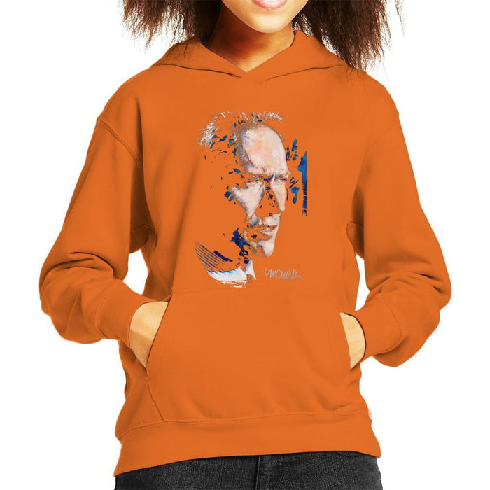 Sidney Maurer Original Portrait Of Clint Eastwood Kids Hooded Sweatshirt - Kids Boys Hooded Sweatshirt