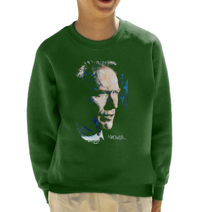 Sidney Maurer Original Portrait Of Clint Eastwood Kids Sweatshirt - Kids Boys Sweatshirt