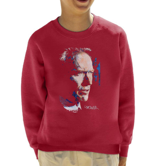Sidney Maurer Original Portrait Of Clint Eastwood Kids Sweatshirt - Kids Boys Sweatshirt