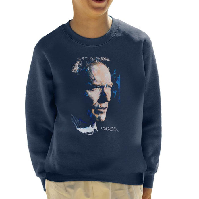 Sidney Maurer Original Portrait Of Clint Eastwood Kids Sweatshirt - Kids Boys Sweatshirt