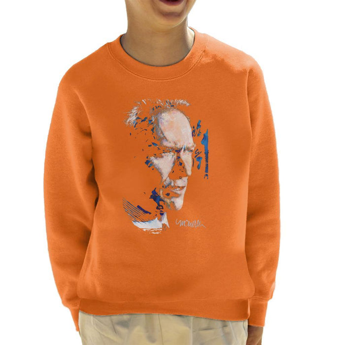 Sidney Maurer Original Portrait Of Clint Eastwood Kids Sweatshirt - Kids Boys Sweatshirt