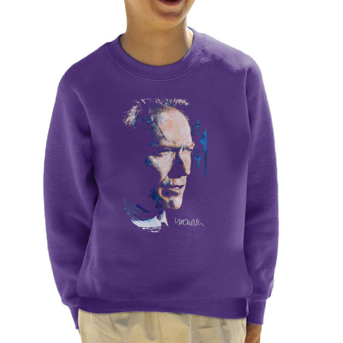Sidney Maurer Original Portrait Of Clint Eastwood Kids Sweatshirt - Kids Boys Sweatshirt