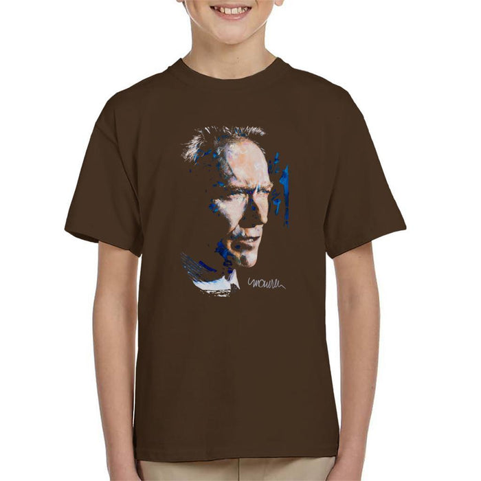 Sidney Maurer Original Portrait Of Clint Eastwood Kids T-Shirt - Kids Boys T-Shirt