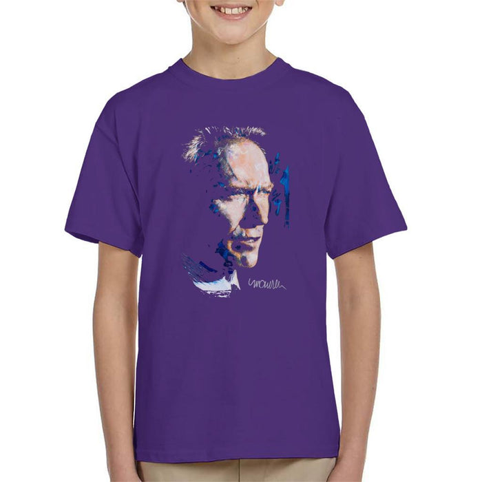 Sidney Maurer Original Portrait Of Clint Eastwood Kids T-Shirt - Kids Boys T-Shirt