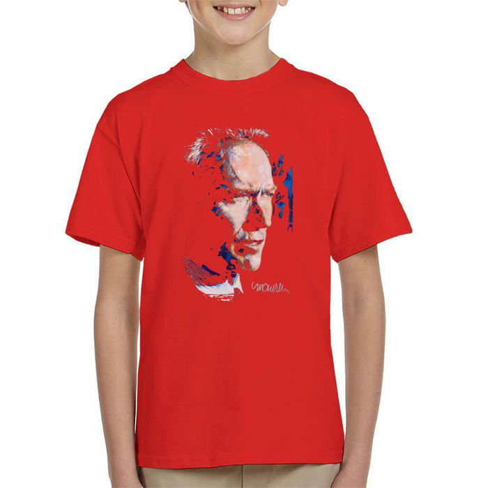 Sidney Maurer Original Portrait Of Clint Eastwood Kids T-Shirt - Kids Boys T-Shirt