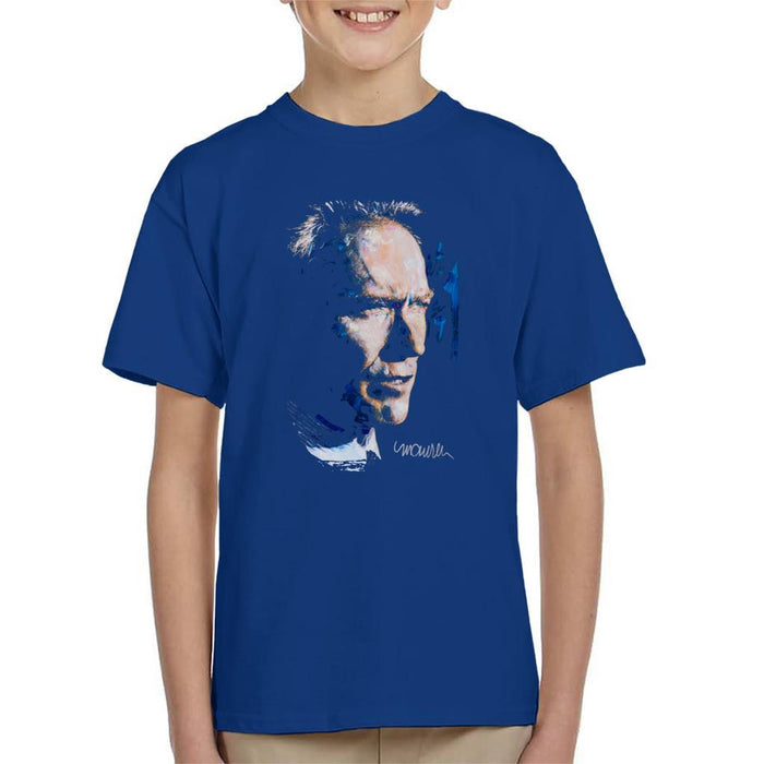 Sidney Maurer Original Portrait Of Clint Eastwood Kids T-Shirt - Kids Boys T-Shirt