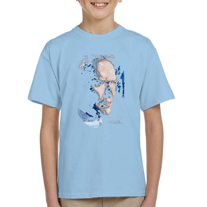 Sidney Maurer Original Portrait Of Clint Eastwood Kids T-Shirt - Kids Boys T-Shirt