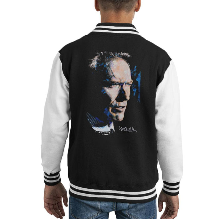Sidney Maurer Original Portrait Of Clint Eastwood Kids Varsity Jacket - Kids Boys Varsity Jacket