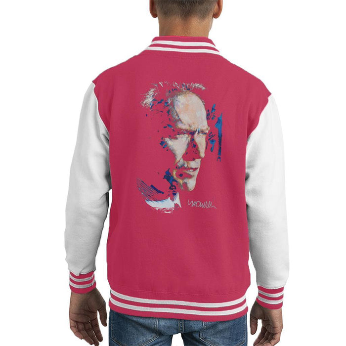 Sidney Maurer Original Portrait Of Clint Eastwood Kids Varsity Jacket - Kids Boys Varsity Jacket