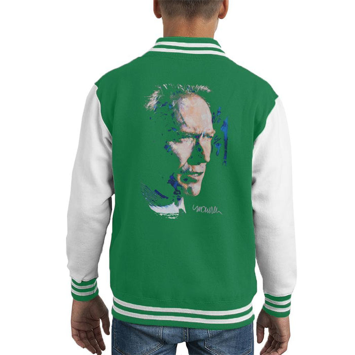 Sidney Maurer Original Portrait Of Clint Eastwood Kids Varsity Jacket - Kids Boys Varsity Jacket