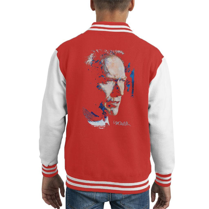 Sidney Maurer Original Portrait Of Clint Eastwood Kids Varsity Jacket - Kids Boys Varsity Jacket
