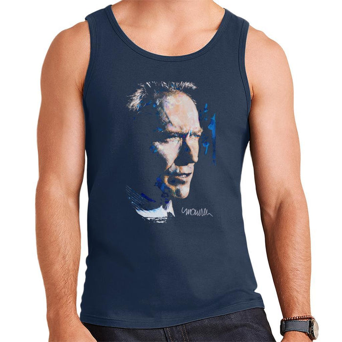 Sidney Maurer Original Portrait Of Clint Eastwood Mens Vest - Small / Navy Blue - Mens Vest