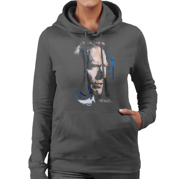 Sidney Maurer Original Portrait Of Clint Eastwood Womens Hooded Sweatshirt - Womens Hooded Sweatshirt