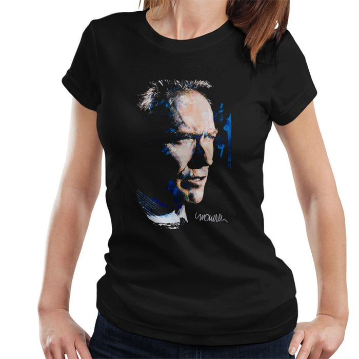 Sidney Maurer Original Portrait Of Clint Eastwood Womens T-Shirt - Womens T-Shirt