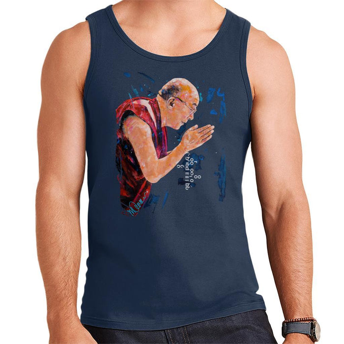 Sidney Maurer Original Portrait Of The Dalai Lama Mens Vest - Small / Navy Blue - Mens Vest