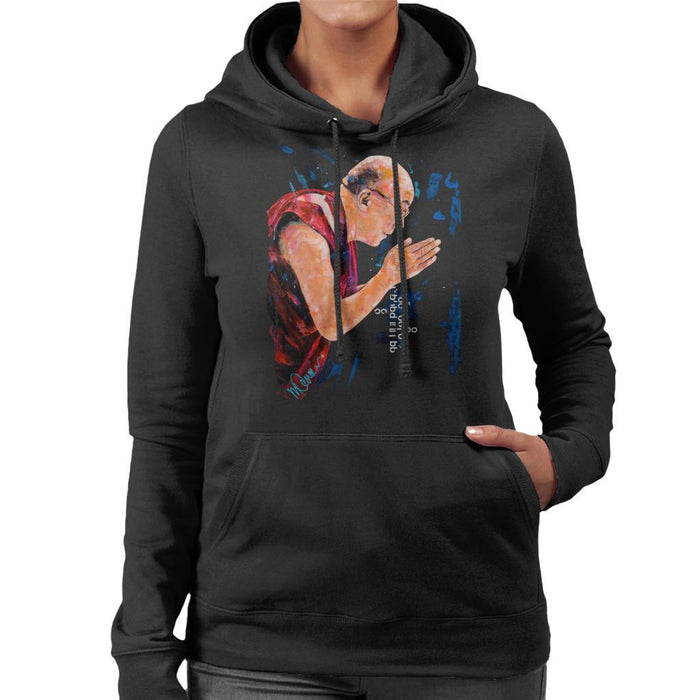 Sidney Maurer Original Portrait Of The Dalai Lama Womens Hooded Sweatshirt - Womens Hooded Sweatshirt