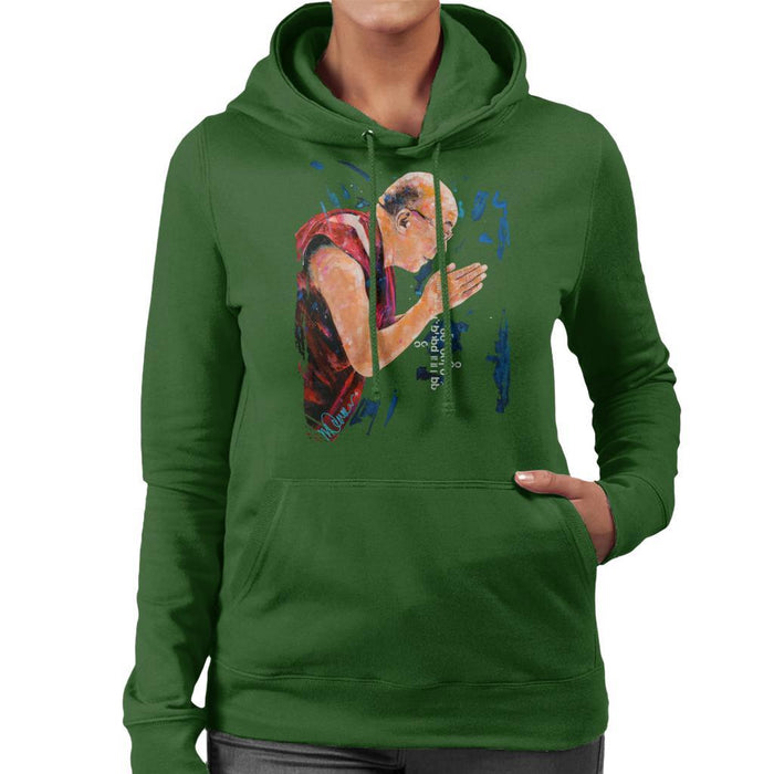 Sidney Maurer Original Portrait Of The Dalai Lama Womens Hooded Sweatshirt - Womens Hooded Sweatshirt