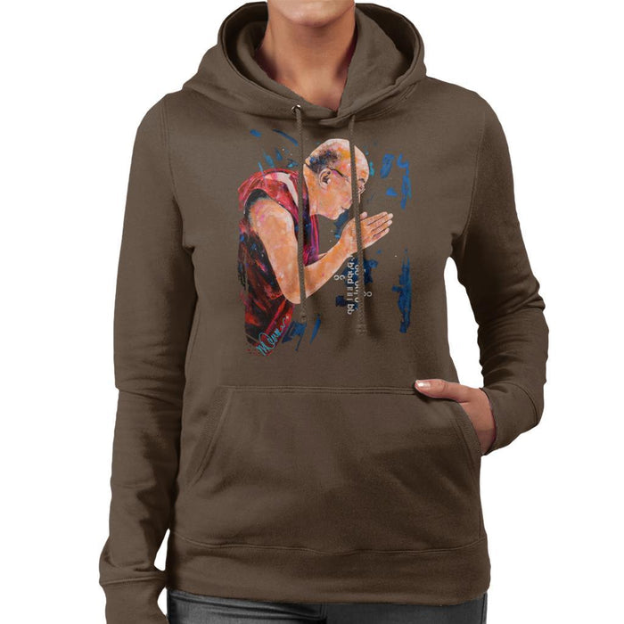 Sidney Maurer Original Portrait Of The Dalai Lama Womens Hooded Sweatshirt - Womens Hooded Sweatshirt