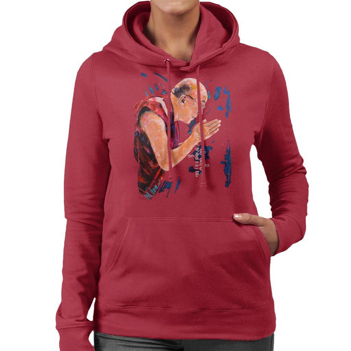 Sidney Maurer Original Portrait Of The Dalai Lama Womens Hooded Sweatshirt - Womens Hooded Sweatshirt