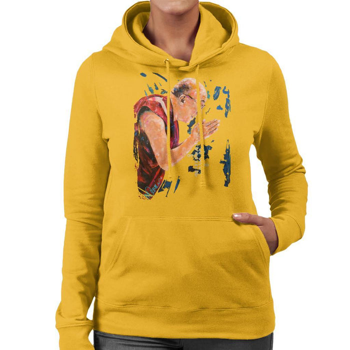 Sidney Maurer Original Portrait Of The Dalai Lama Womens Hooded Sweatshirt - Womens Hooded Sweatshirt