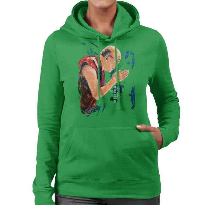 Sidney Maurer Original Portrait Of The Dalai Lama Womens Hooded Sweatshirt - Womens Hooded Sweatshirt
