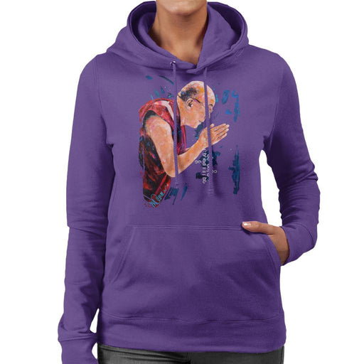 Sidney Maurer Original Portrait Of The Dalai Lama Womens Hooded Sweatshirt - Womens Hooded Sweatshirt