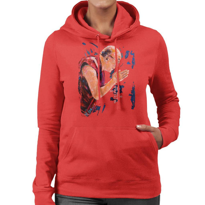Sidney Maurer Original Portrait Of The Dalai Lama Womens Hooded Sweatshirt - Womens Hooded Sweatshirt