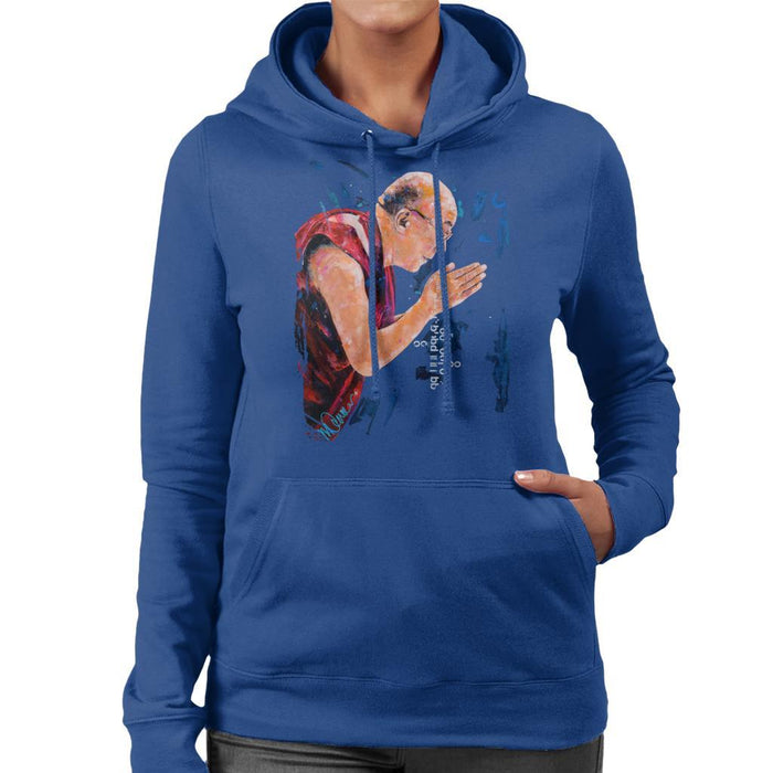 Sidney Maurer Original Portrait Of The Dalai Lama Womens Hooded Sweatshirt - Womens Hooded Sweatshirt