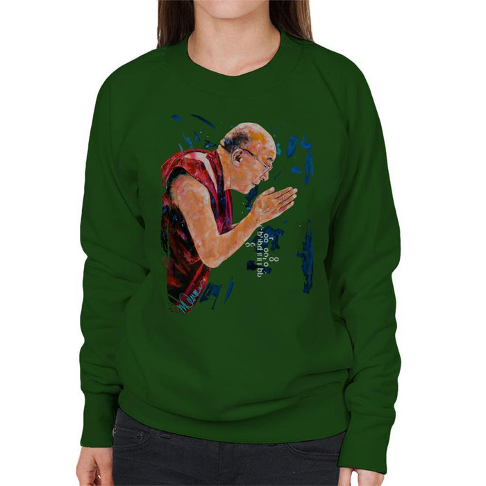 Sidney Maurer Original Portrait Of The Dalai Lama Womens Sweatshirt - Womens Sweatshirt