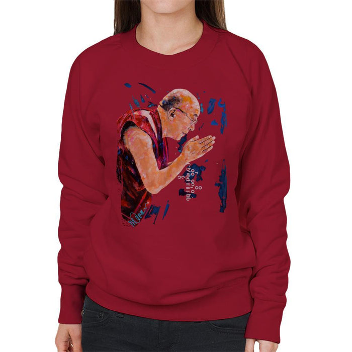 Sidney Maurer Original Portrait Of The Dalai Lama Womens Sweatshirt - Womens Sweatshirt