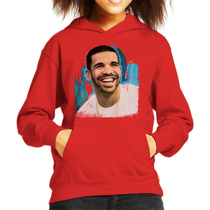 Sidney Maurer Original Portrait Of Drake Smiling Kids Hooded Sweatshirt - Kids Boys Hooded Sweatshirt