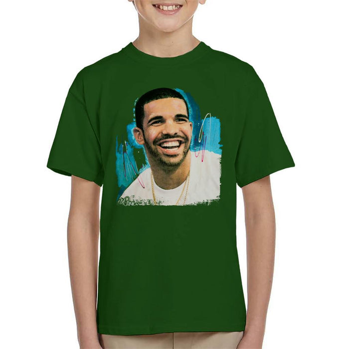 Sidney Maurer Original Portrait Of Drake Smiling Kids T-Shirt - Kids Boys T-Shirt
