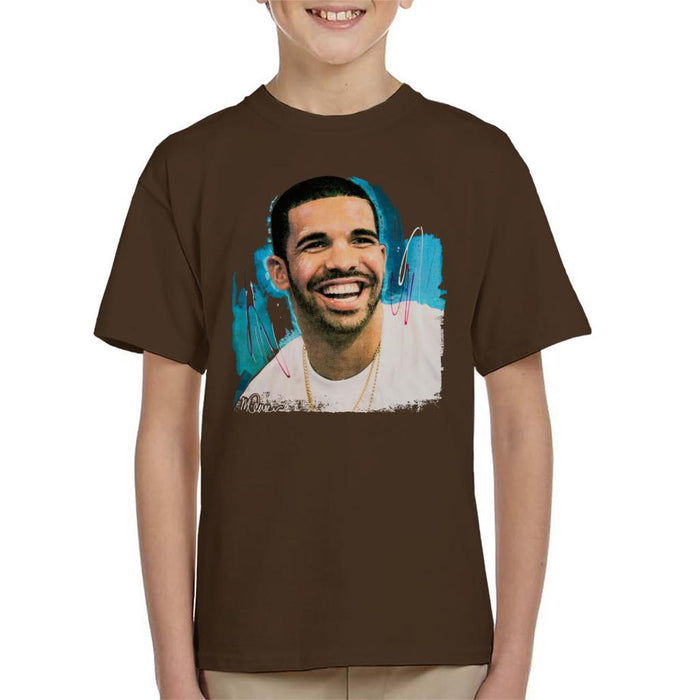 Sidney Maurer Original Portrait Of Drake Smiling Kids T-Shirt - Kids Boys T-Shirt
