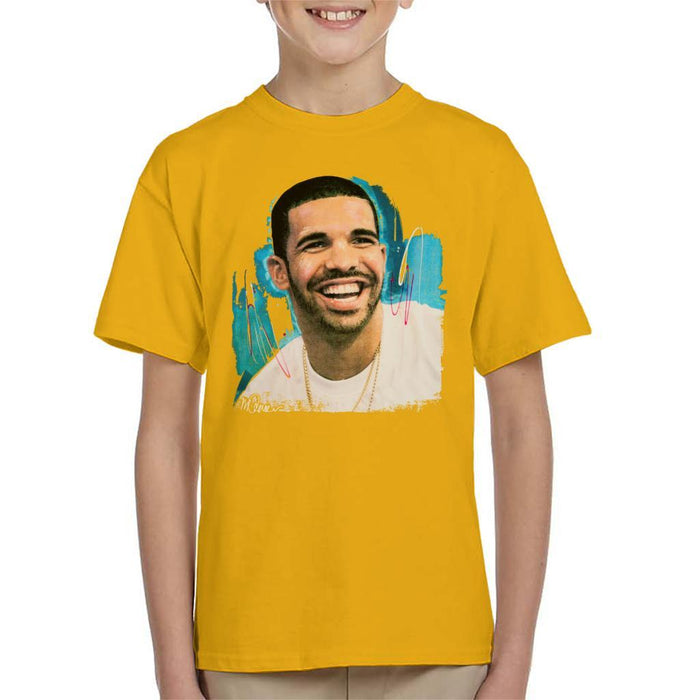 Sidney Maurer Original Portrait Of Drake Smiling Kids T-Shirt - Kids Boys T-Shirt